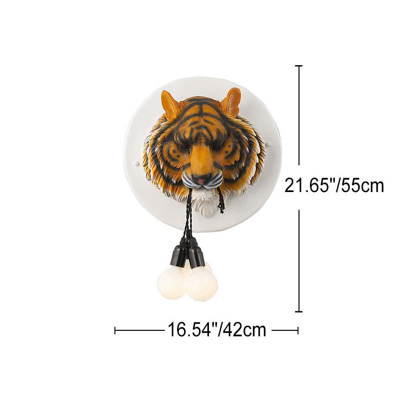 Italian Creative Tiger Totem Resin PVC Shade 1-Light Wall Sconce Lamp Lumendat