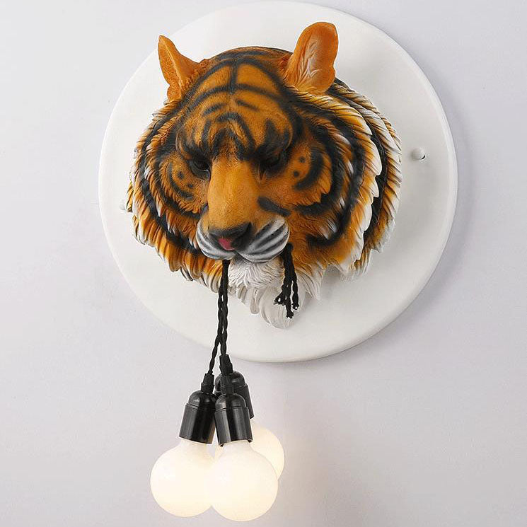 Italian Creative Tiger Totem Resin PVC Shade 1-Light Wall Sconce Lamp Lumendat