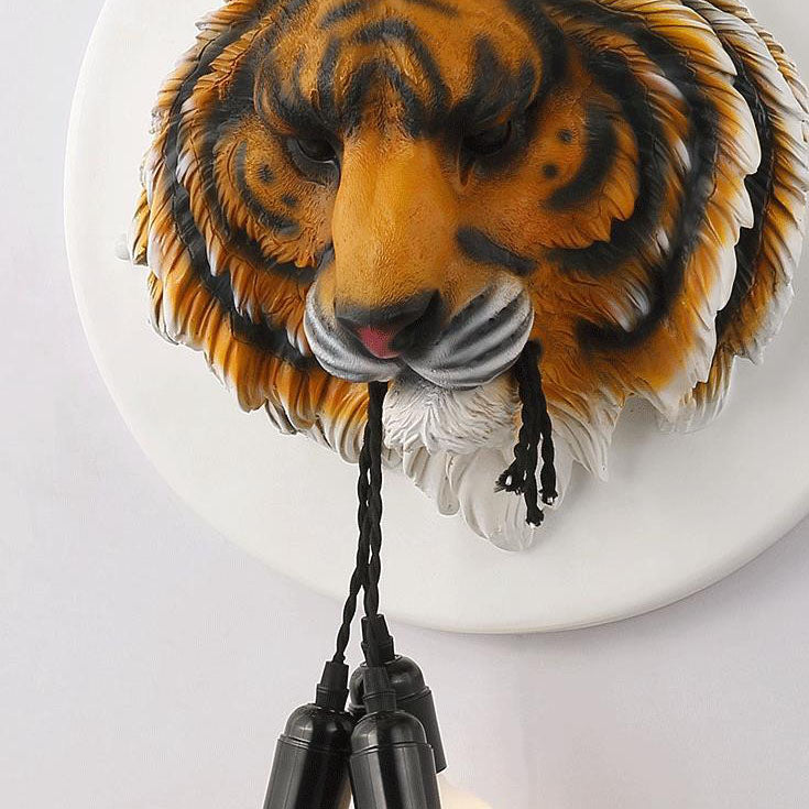 Italian Creative Tiger Totem Resin PVC Shade 1-Light Wall Sconce Lamp Lumendat