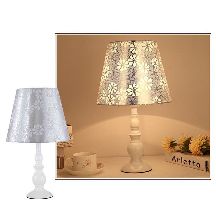 Modern Simple Floral Fabric Iron Vase Base 1-Light Table Lamp Lumendat