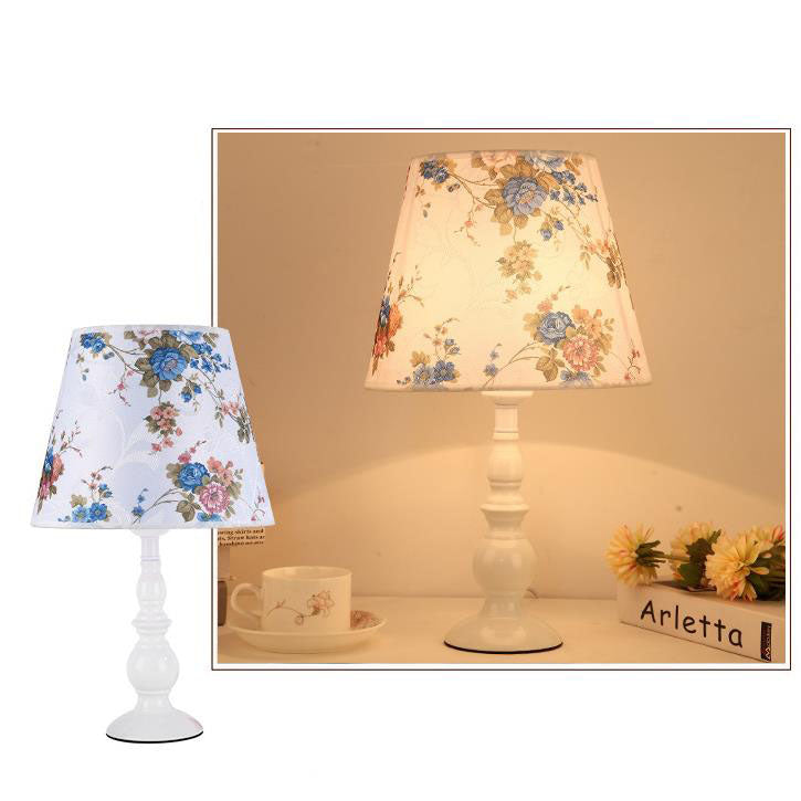 Modern Simple Floral Fabric Iron Vase Base 1-Light Table Lamp Lumendat