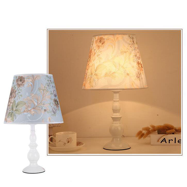 Modern Simple Floral Fabric Iron Vase Base 1-Light Table Lamp Lumendat