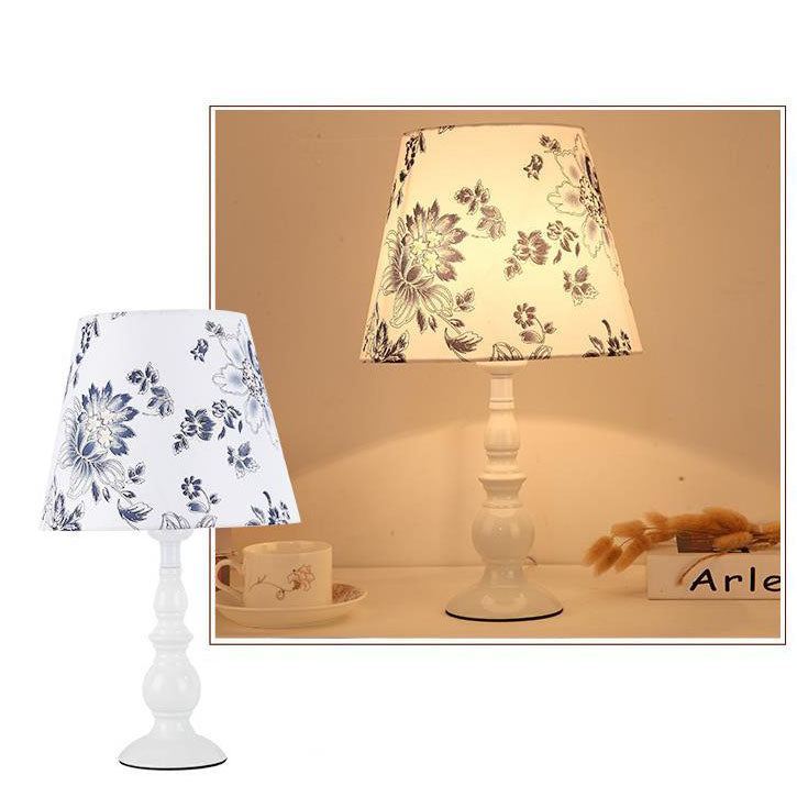 Modern Simple Floral Fabric Iron Vase Base 1-Light Table Lamp Lumendat