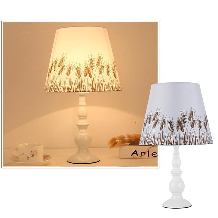 Modern Simple Floral Fabric Iron Vase Base 1-Light Table Lamp Lumendat