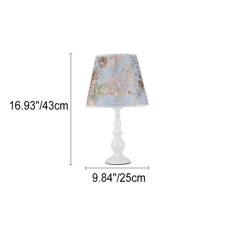 Modern Simple Floral Fabric Iron Vase Base 1-Light Table Lamp Lumendat