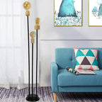 Industrial Retro Iron Black-Finished Frame Glass Ball 3-Light Standing Floor Lamp Lumendat