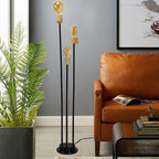 Industrial Retro Iron Black-Finished Frame Glass Ball 3-Light Standing Floor Lamp Lumendat
