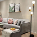Industrial Retro Iron Black-Finished Frame Glass Ball 3-Light Standing Floor Lamp Lumendat