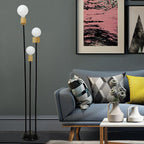 Industrial Retro Iron Black-Finished Frame Glass Ball 3-Light Standing Floor Lamp Lumendat