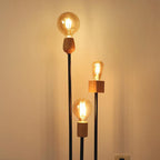 Industrial Retro Iron Black-Finished Frame Glass Ball 3-Light Standing Floor Lamp Lumendat