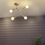 Contemporary Industrial Exposed Bulb Copper Branch 3/4 Light Semi-flush Mount Ceiling Light for Living Room