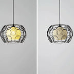 Modern Minimalist Weaving Hemp Ball Iron Drum 1-light Pendant Light for Living Room BulbSquare