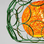 Modern Minimalist Weaving Hemp Ball Iron Drum 1-light Pendant Light for Living Room BulbSquare