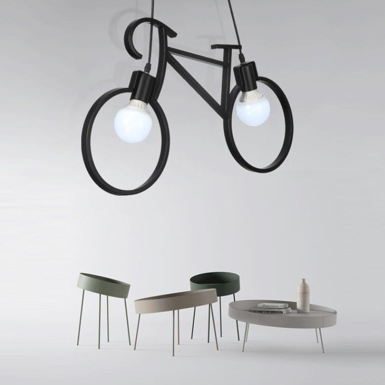 Lumendat Contemporary Creative Bicycle Shape Iron 2-Light Kids Chandelier For Living Room & Bedroom Lumendat