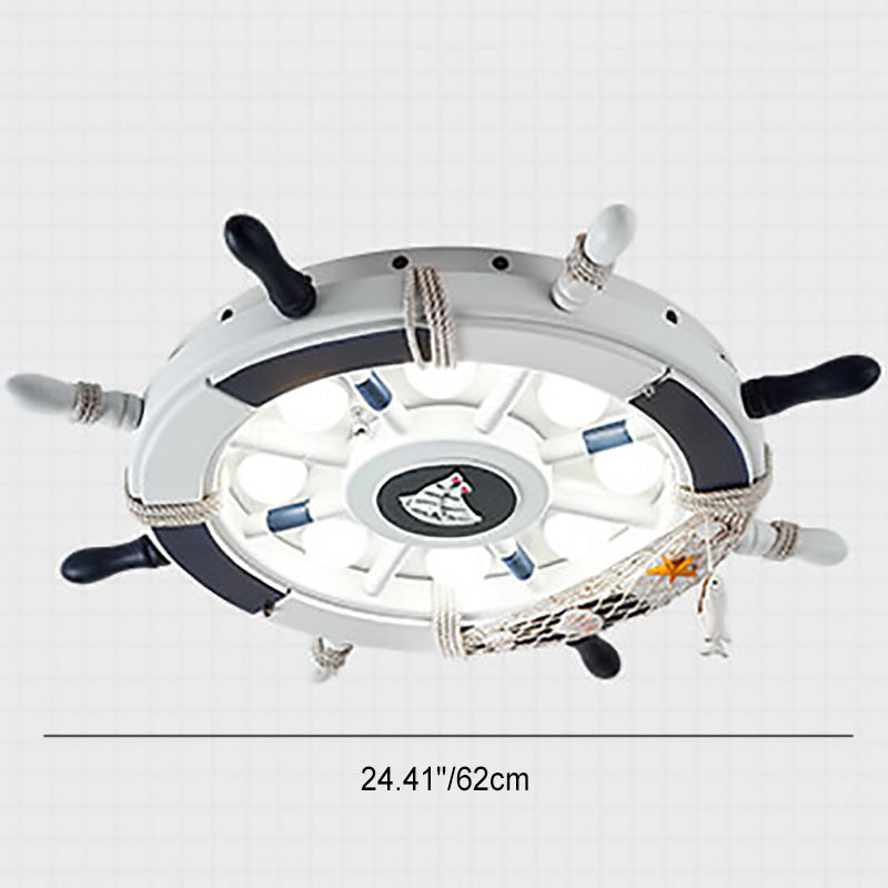 Lumendat Creative Cartoon Plastic Sailboat Helmsman LED Flush Mount Ceiling Light Lumendat