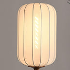 Japanese Zen Rosewood Base Silk Lantern Shade 1-Light Standing Floor Lamp Lumendat