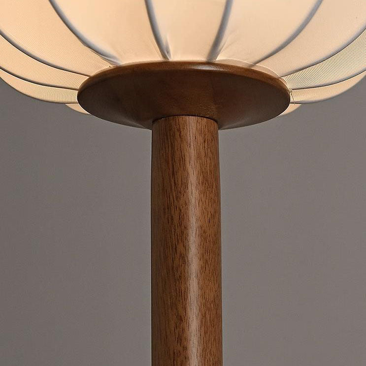 Japanese Zen Rosewood Base Silk Lantern Shade 1-Light Standing Floor Lamp Lumendat