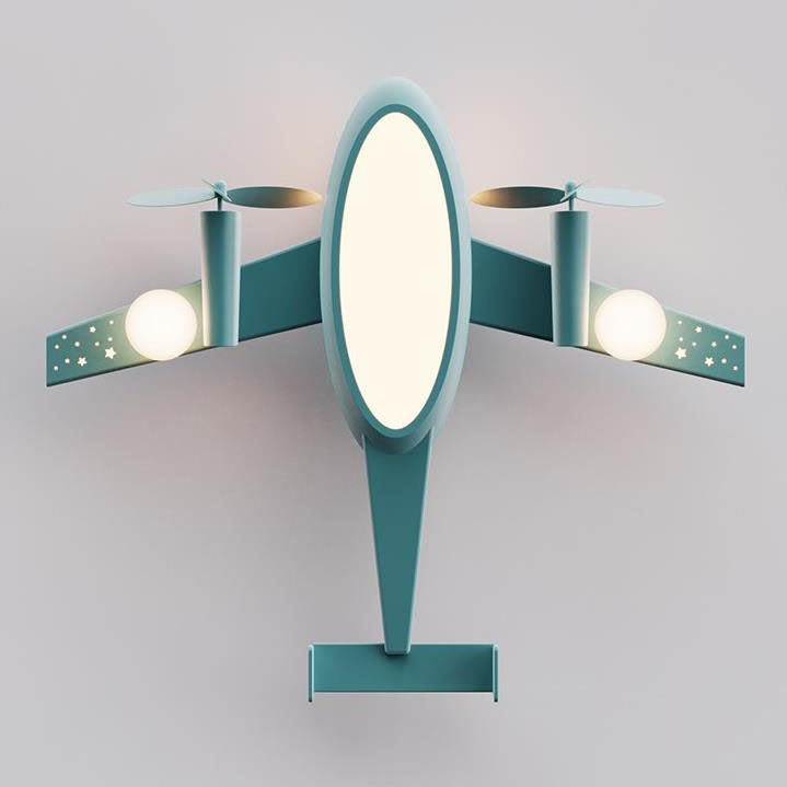 Nordic Creative Kids Cartoon Wrought Iron Airplane LED Flush Mount Ceiling Light Lumendat