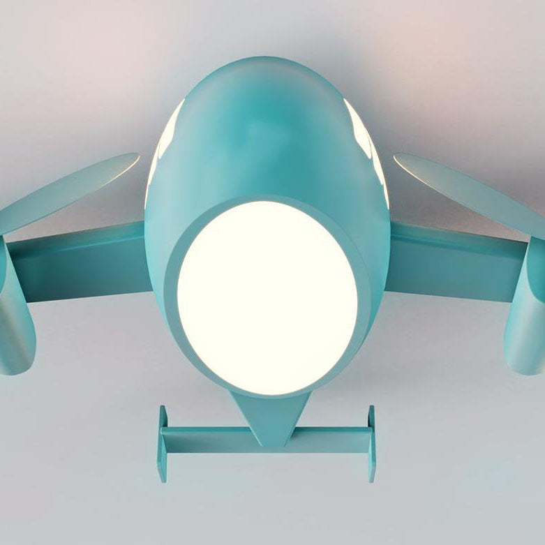 Nordic Creative Kids Cartoon Wrought Iron Airplane LED Flush Mount Ceiling Light Lumendat