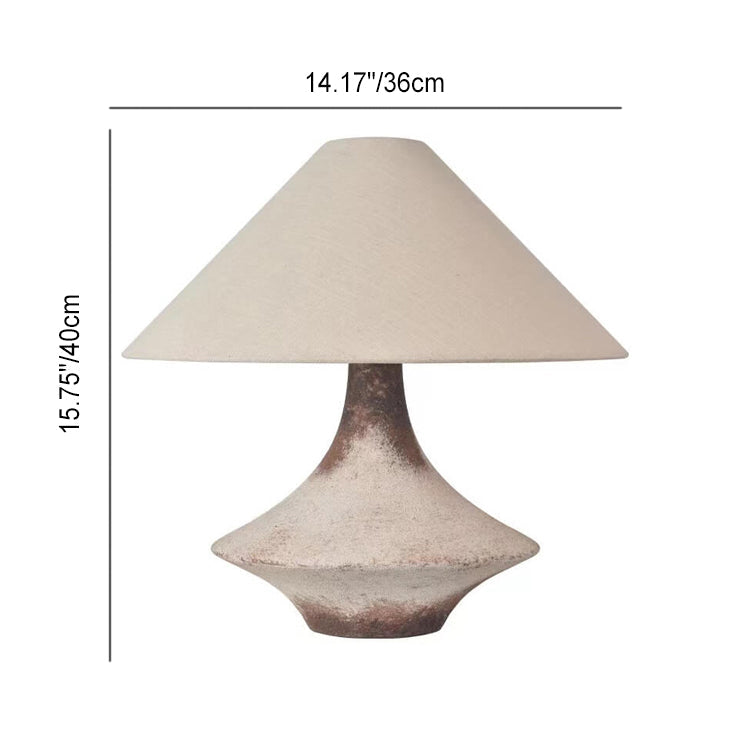 Wabi-Sabi Vintage Cone Vase Base Ceramic Fabric 1-Light Table Lamp Lumendat
