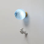 Contemporary Creative Orb Astronaut Iron Resin 1-Light Wall Sconce Lamp For Bedroom