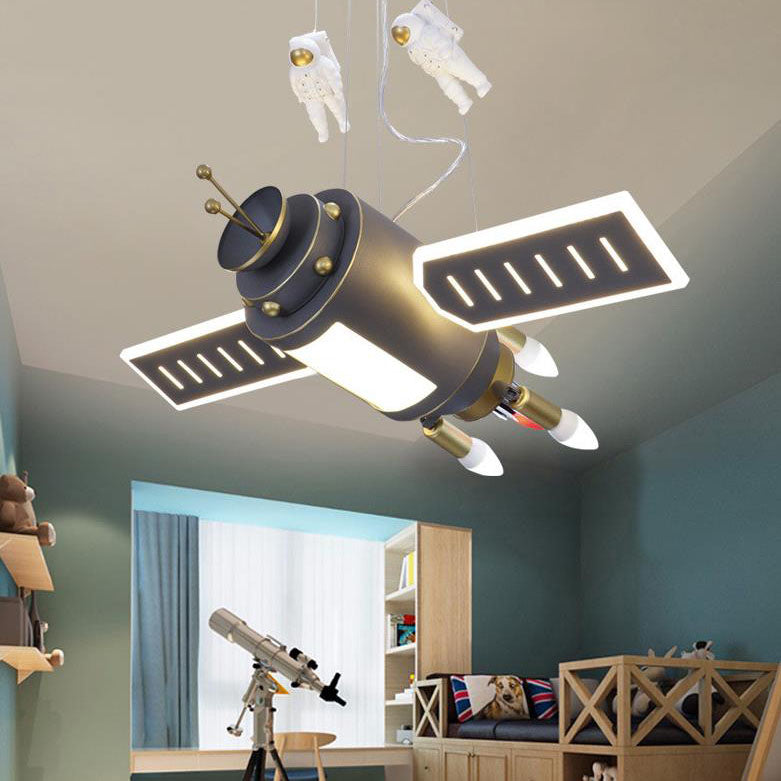 Lumendat Contemporary Creative Iron Resin Space Satellite Astronaut 4-Light Chandelier For Bedroom Lumendat