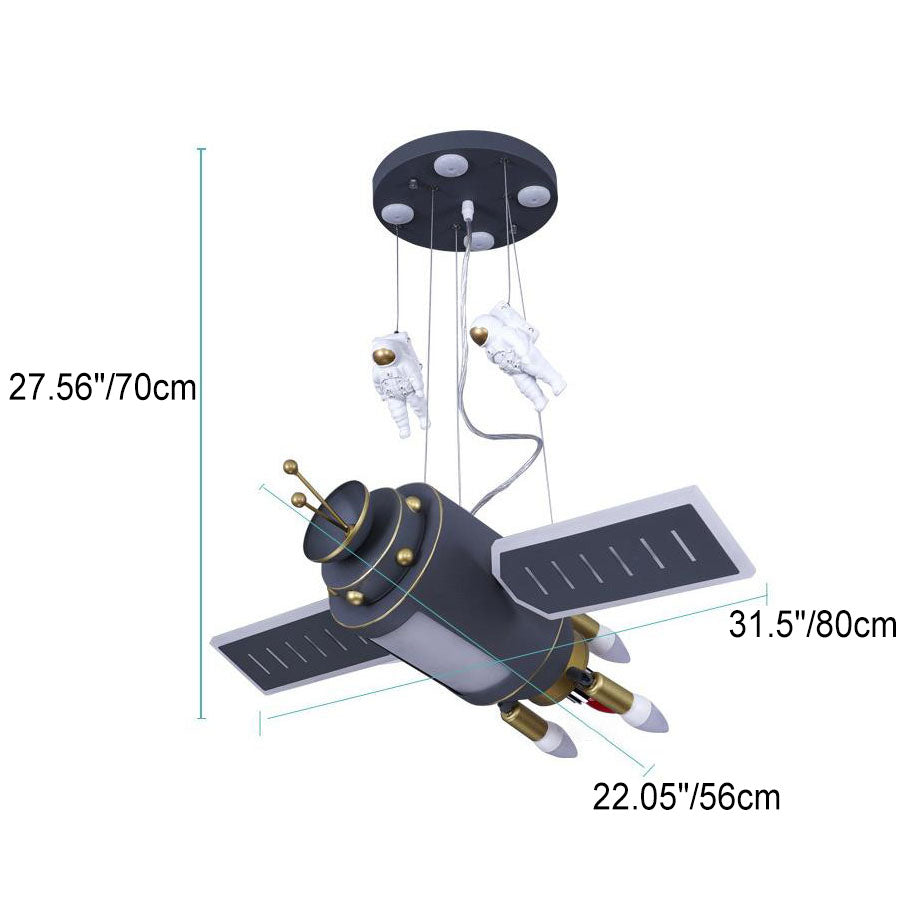 Lumendat Contemporary Creative Iron Resin Space Satellite Astronaut 4-Light Chandelier For Bedroom Lumendat