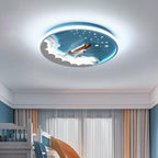 Lumendat Contemporary Creative Cartoon Rocket Unicorn Acrylic Round Shade LED Kids Flush Mount Ceiling Light For Bedroom Lumendat