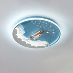 Lumendat Contemporary Creative Cartoon Rocket Unicorn Acrylic Round Shade LED Kids Flush Mount Ceiling Light For Bedroom Lumendat