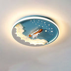 Lumendat Contemporary Creative Cartoon Rocket Unicorn Acrylic Round Shade LED Kids Flush Mount Ceiling Light For Bedroom Lumendat