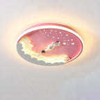 Lumendat Contemporary Creative Cartoon Rocket Unicorn Acrylic Round Shade LED Kids Flush Mount Ceiling Light For Bedroom Lumendat