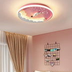 Lumendat Contemporary Creative Cartoon Rocket Unicorn Acrylic Round Shade LED Kids Flush Mount Ceiling Light For Bedroom Lumendat