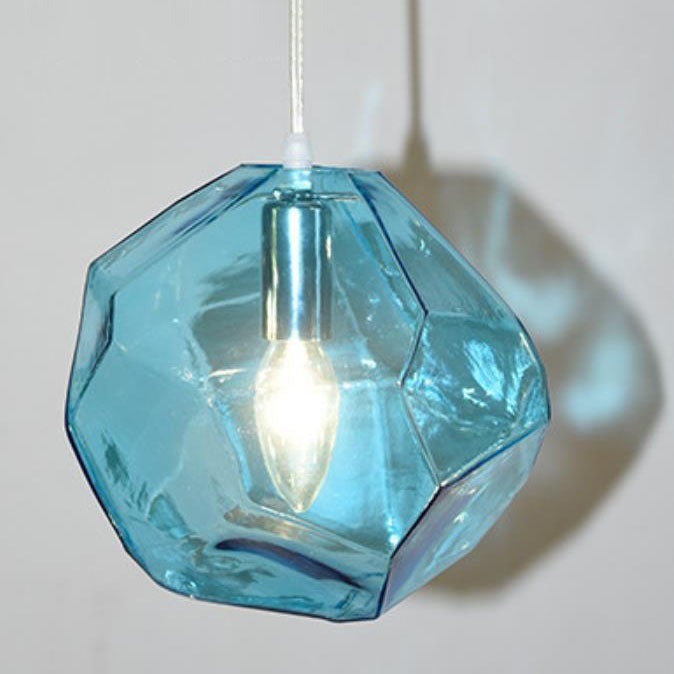 Modern Simplicity Irregular Shape Glass 1-light Pendant Light for Living Room BulbSquare