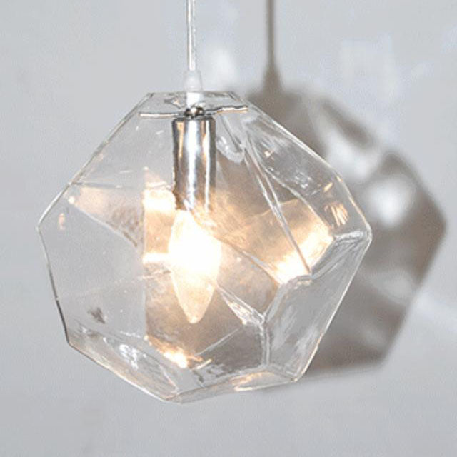 Modern Simplicity Irregular Shape Glass 1-light Pendant Light for Living Room BulbSquare