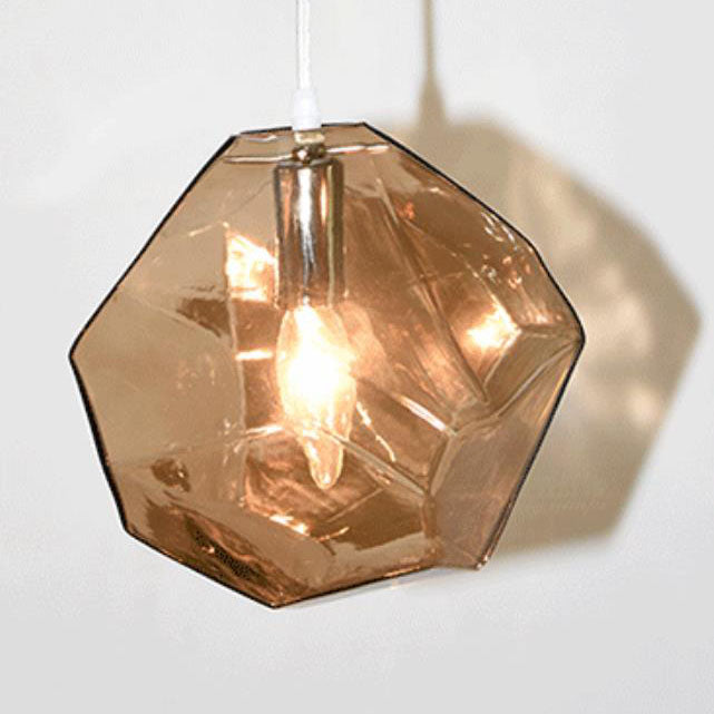 Modern Simplicity Irregular Shape Glass 1-light Pendant Light for Living Room BulbSquare