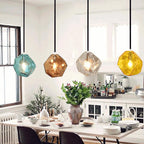 Modern Simplicity Irregular Shape Glass 1-light Pendant Light for Living Room BulbSquare