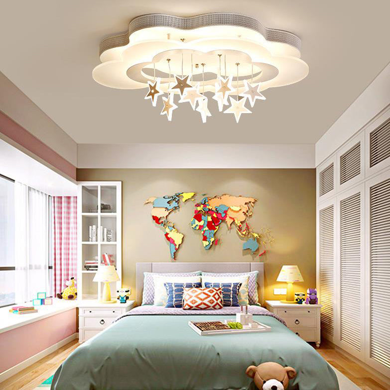 Lumendat Contemporary Nordic Star Decor Cloud Acrylic Shade LED Kids Flush Mount Ceiling Light For Bedroom Lumendat