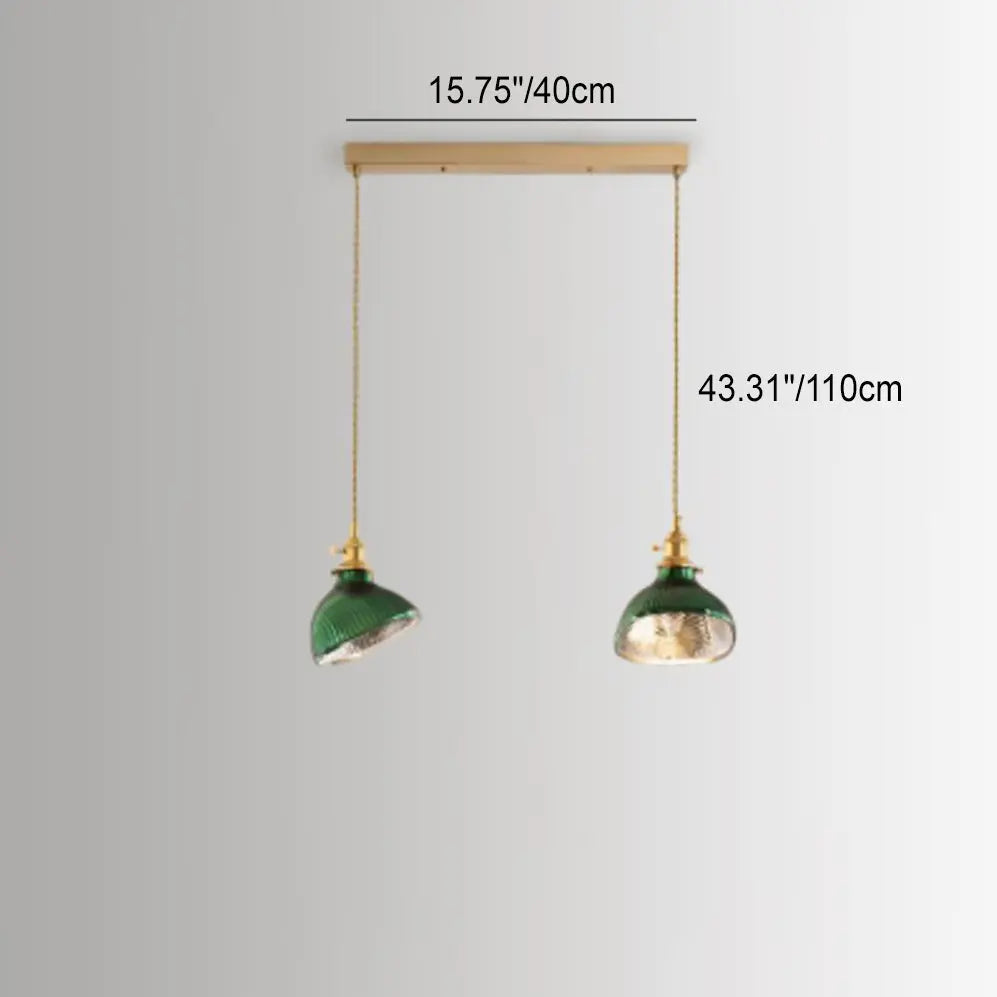 Nordic Vintage Tiffany Green Glass Island Chandelier – 1/2/3 Light, Brass Lumendat