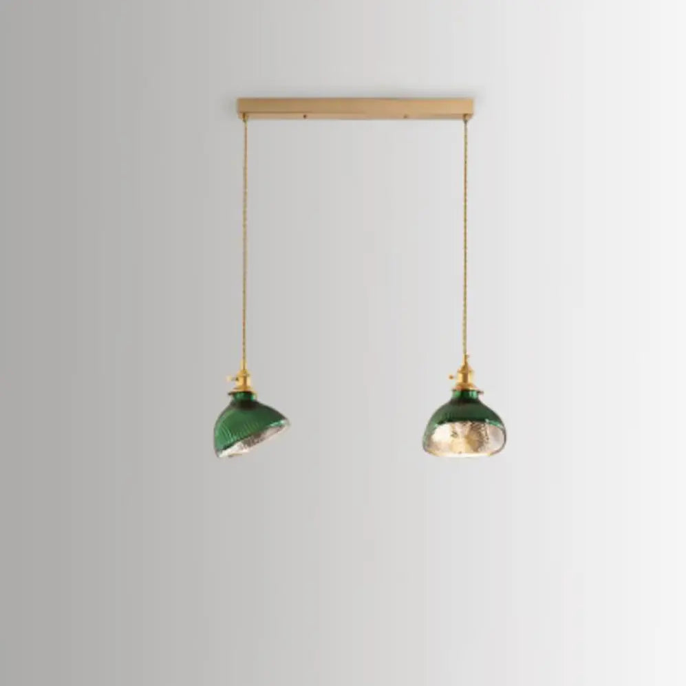 Nordic Vintage Tiffany Green Glass Island Chandelier – 1/2/3 Light, Brass Lumendat