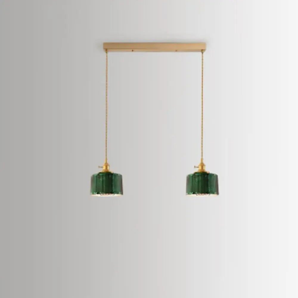Nordic Vintage Tiffany Green Glass Island Chandelier – 1/2/3 Light, Brass Lumendat