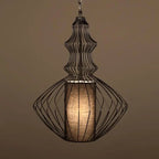 Contemporary Industrial Cage Iron Fabric 1-light Pendant Light for Living Room BulbSquare