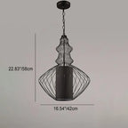 Contemporary Industrial Cage Iron Fabric 1-light Pendant Light for Living Room BulbSquare