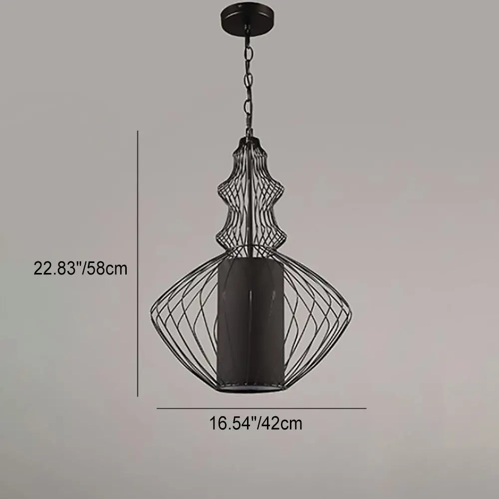 Contemporary Industrial Cage Iron Fabric 1-light Pendant Light for Living Room BulbSquare
