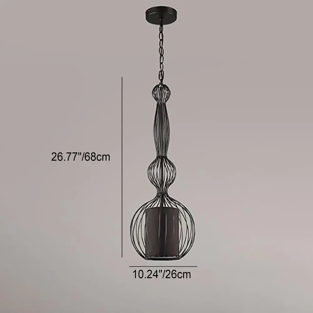 Contemporary Industrial Cage Iron Fabric 1-light Pendant Light for Living Room BulbSquare