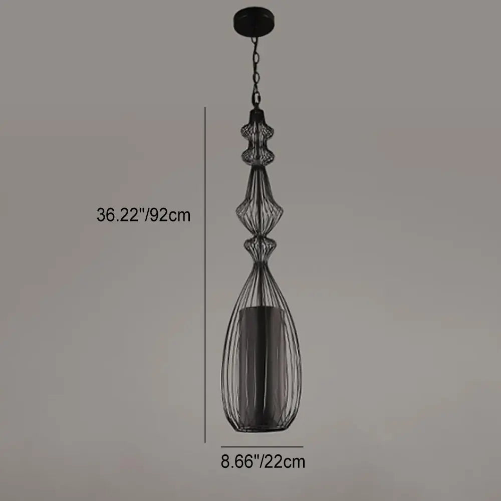 Contemporary Industrial Cage Iron Fabric 1-light Pendant Light for Living Room BulbSquare