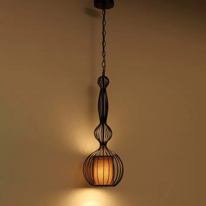 Contemporary Industrial Cage Iron Fabric 1-light Pendant Light for Living Room BulbSquare