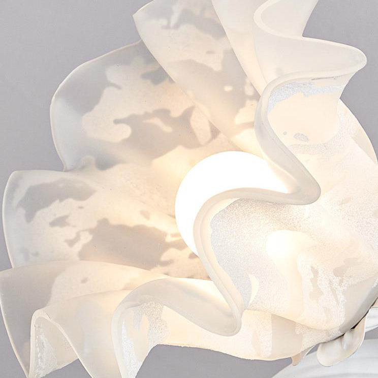 Contemporary Creative Cream Flower Pod Flower Globe Iron Glass 1-light Semi-flush Mount Ceiling Light for Hallway