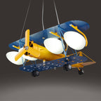 Lumendat Contemporary Creative Cartoon Metal Aircraft Glass Shade 5-Light Kids Chandelier For Bedroom Lumendat