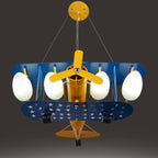 Lumendat Contemporary Creative Cartoon Metal Aircraft Glass Shade 5-Light Kids Chandelier For Bedroom Lumendat