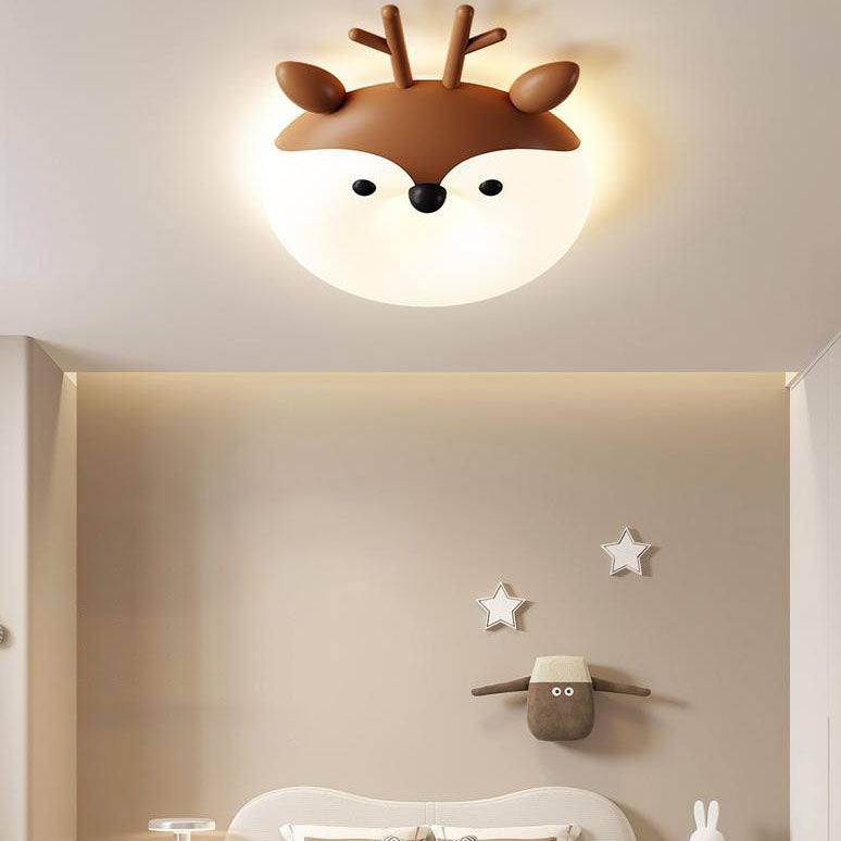 Lumendat Contemporary Creative Cartoon Animal PE Shade Iron LED Kids Flush Mount Ceiling Light For Bedroom Lumendat